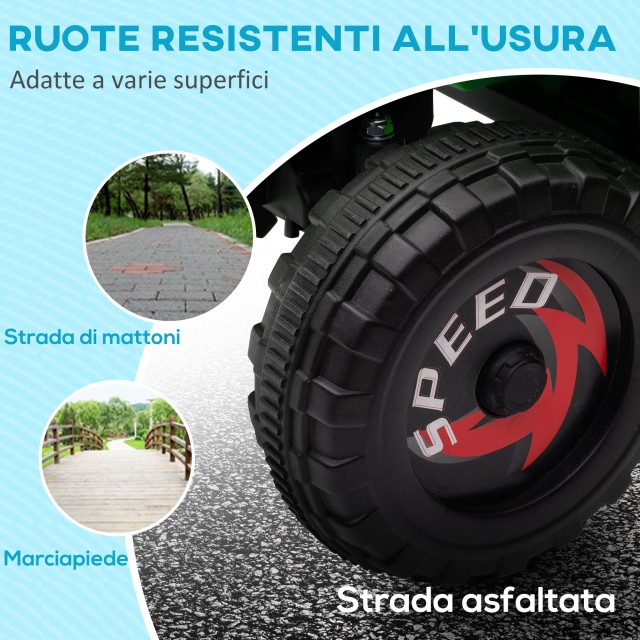 HOMCOM Quad για παιδιά 18-36 μηνών σε PP και Metal, μέγιστη ταχύτητα 2,5 km/h, 70x41,5x48,5 cm, πράσινο γκρι και μαύρο 370-278V90GN