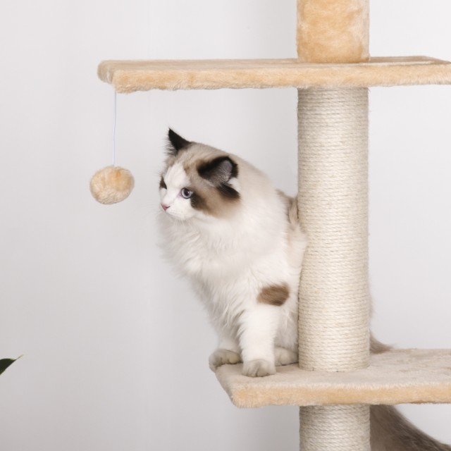 PawHut Scratching Post Οροφής 210-240cm με κίτρινα σχοινιά από γιούτα D30-347YL
