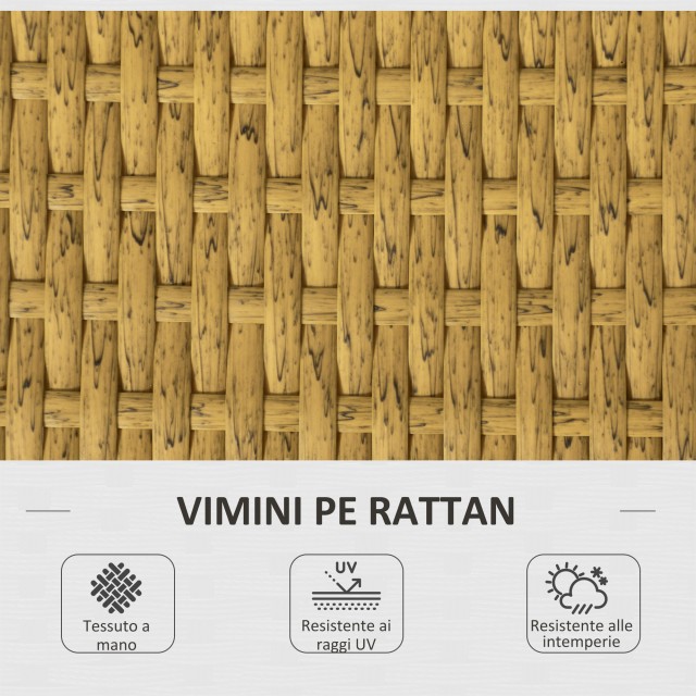 PE Rattan Garden Lounge με σεζλόνγκ, 2θέσιο καναπέ και τραπεζάκι σαλονιού, κρέμα 84G-359V00CW