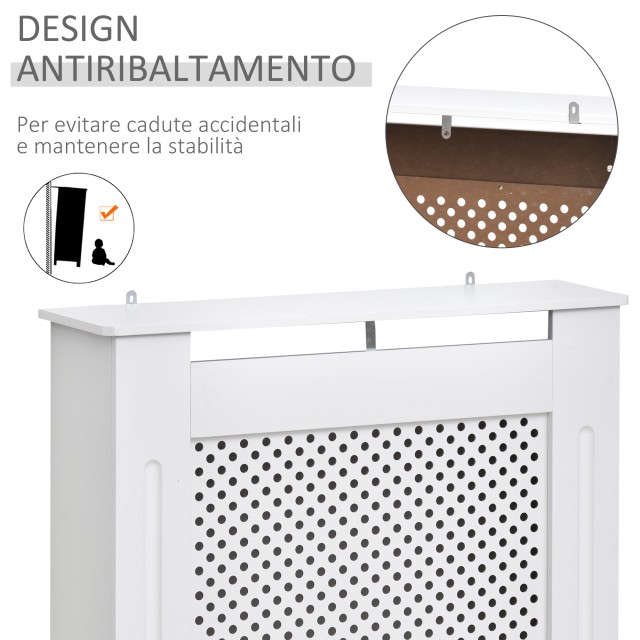 Κάλυμμα καλοριφέρ Homcom White Grid Wood, 78x82x19cm 820-061