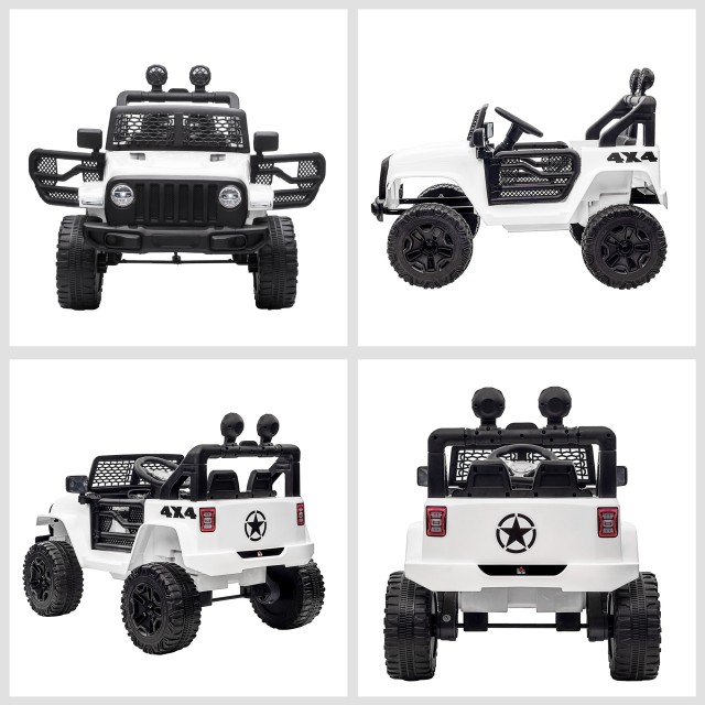 HOMCOM Electric Ride-On Vehicle for Children Jeep Off-Road με τηλεχειριστήριο και 2 ταχύτητες, 100x65x72 cm, Λευκό 370-142V91WT