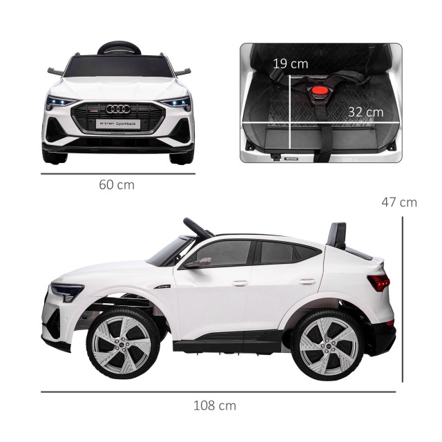 HOMCOM Ηλεκτρικό Αυτοκίνητο για Παιδιά 12V με Τηλεχειριστήριο, Ταχύτητα 3-8km/h, Lights and Music, Et? 3-5 ετών, Λευκό 370-172V90WT