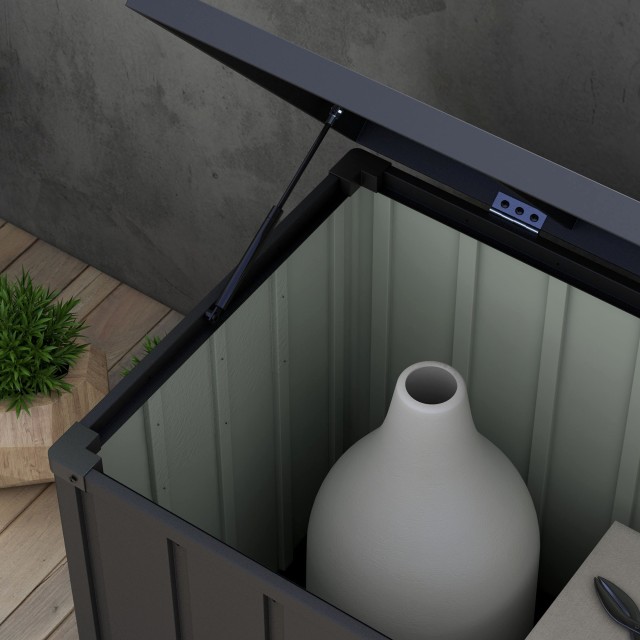 Πάγκος αποθήκευσης Outsunny 450L με 2 τροχούς και λαβές, σε ατσάλι και PP, 125,5x61,5x70 cm, Σκούρο Γκρι 84G-326V00BK