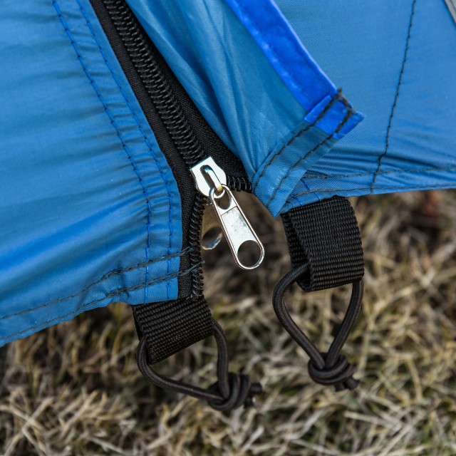 Σκηνή Camping Outsunny 4 ατόμων με τσέπες και γάντζο, από πολυεστέρα και υαλοβάμβακα, 3x2,50x1,30 m, μπλε A20-055