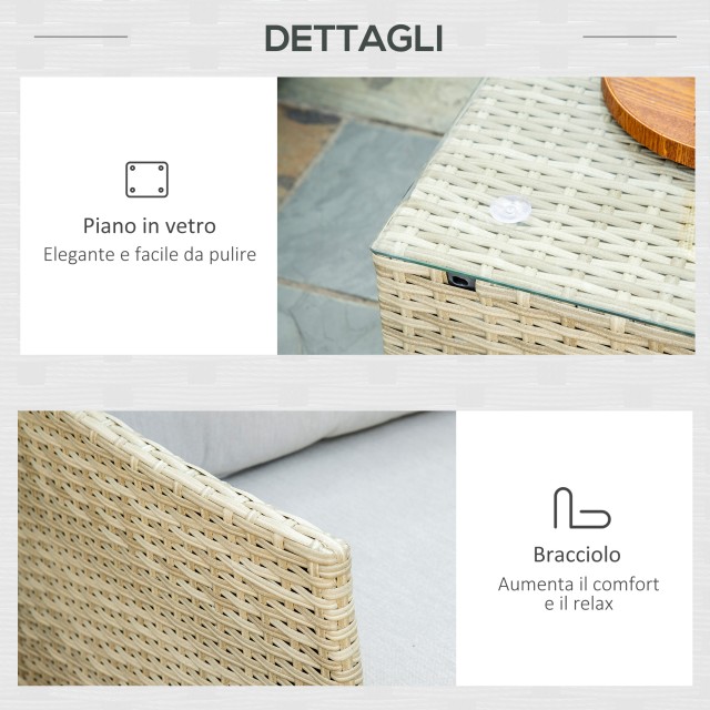 Outsunny 7 τεμαχίων Modular PE Rattan Garden Lounge σετ με μαξιλάρια, μπεζ 860-253V00BG