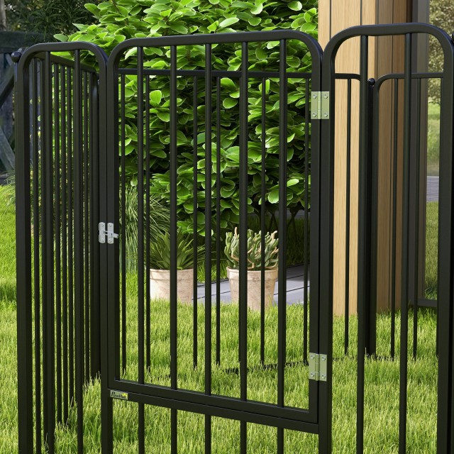 PawHut Dog Fence με 6 Modular Panel Indoor and Outdoor, Ατσάλι, 164x83x80 cm, Μαύρο D06-201V00BK