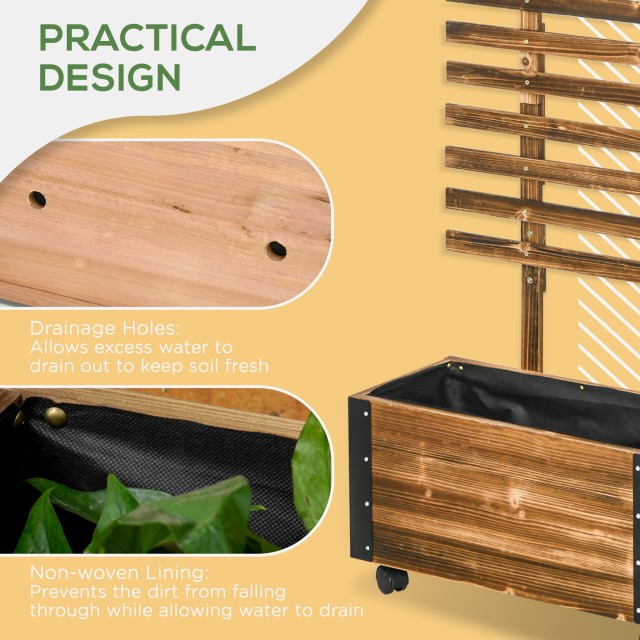Outsunny Planter με καφασωτό για αναρριχητικά φυτά και ρόδες, σε ξύ... Outsunny Planter με καφασωτό για αναρριχητικά φυτά και ρόδες, σε ξύ...