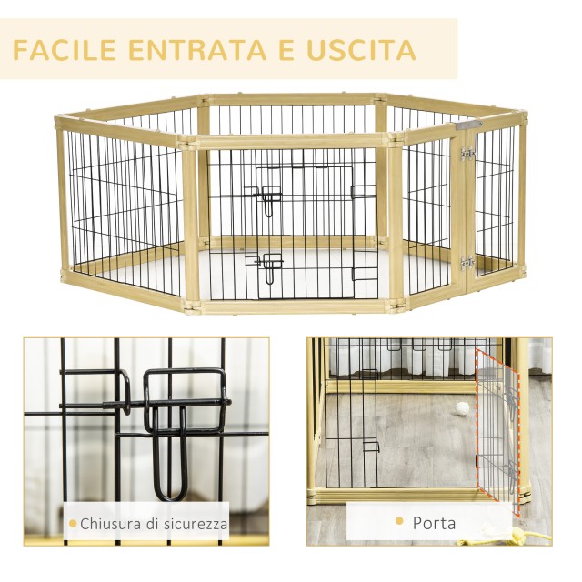 PawHut Dog Box, Pet Run, 6 πάνελ με πόρτα και διπλά μάνδαλα, 70x62cm D06-126ND