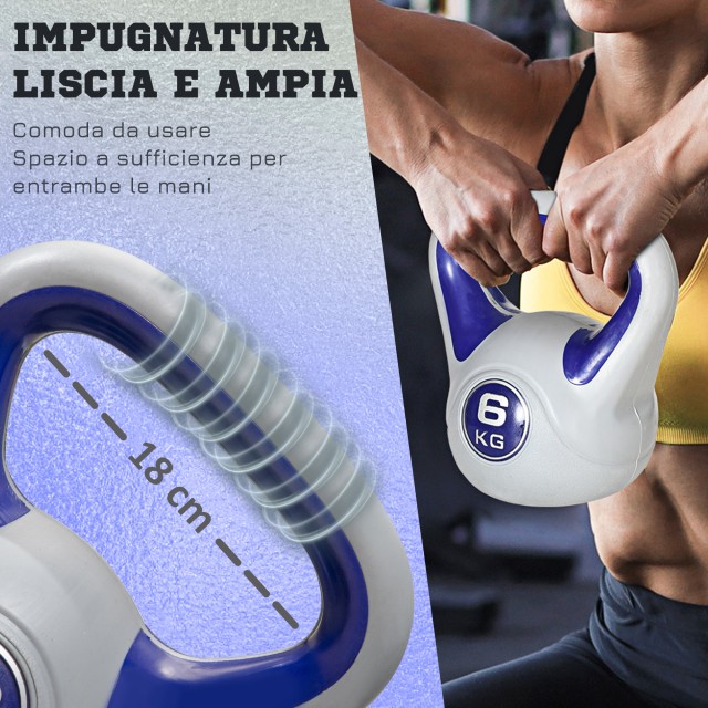 SPORTNOW Kettlebell 6kg με μαλακή επίστρωση και επίπεδη βάση σε PU ...
