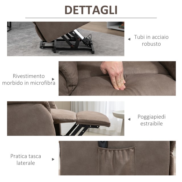 HOMCOM Lift Chair Ανακλινόμενη 150° max με τηλεχειριστήριο και στήρ...