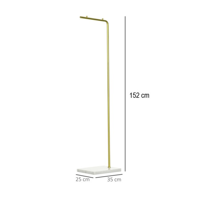 HOMCOM Coat Stand για είσοδο, υπνοδωμάτιο και σαλόνι σε μέταλλο και μάρμαρο, 35x25x152 cm, χρυσό και λευκό 837-296V01GD