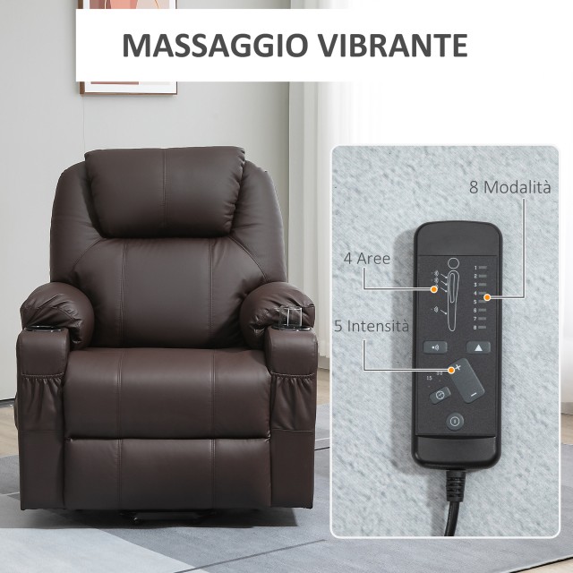 HOMCOM Lift Chair Ανακλινόμενη έως 135° με ποτηροθήκη, Τηλεχειριστή...