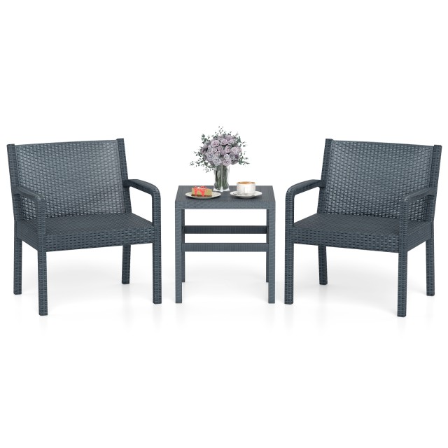 Costway Σετ Εξωτερικών Επίπλων Rattan 3τμχ, Ανθεκτικό με 2 Καρέκλες... Costway Σετ Εξωτερικών Επίπλων Rattan 3τμχ, Ανθεκτικό με 2 Καρέκλες...