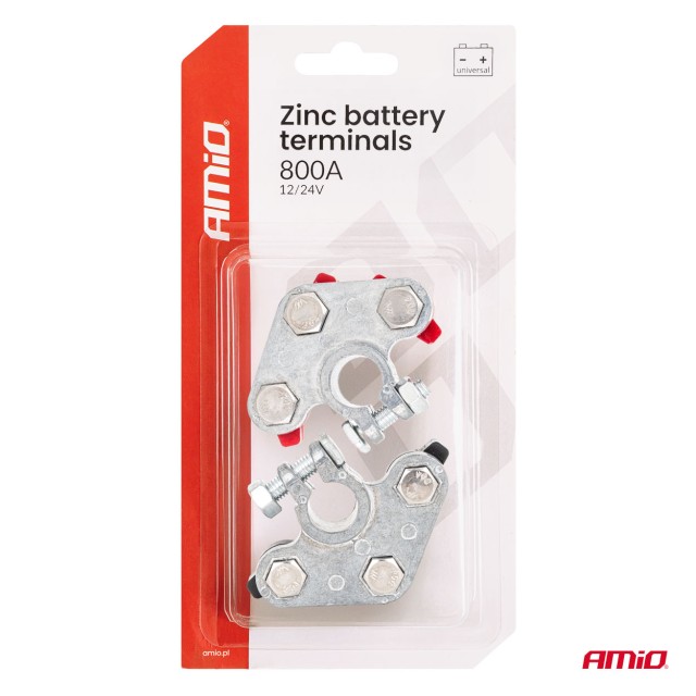 AMIO Σετ 2 τμχ Τερματικοί Ακροδέκτες Μπαταρίας ψευδαργύρου 800ΑΜΡ 0... AMIO Σετ 2 τμχ Τερματικοί Ακροδέκτες Μπαταρίας ψευδαργύρου 800ΑΜΡ 0...