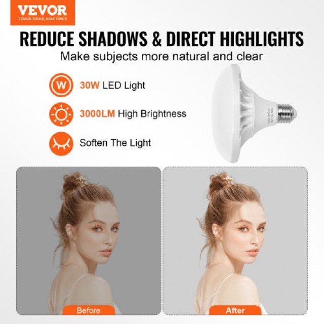 VEVOR  Σετ Φωτισμού Softbox 20x28 30W 5500K LED Ρυθμιζόμενη Βάση  S...