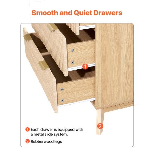 VEVOR Ξύλινη Συρταριέρα με 6 Αυλακωτά Συρτάρια και Σύστημα Ασφαλεία... VEVOR Ξύλινη Συρταριέρα με 6 Αυλακωτά Συρτάρια και Σύστημα Ασφαλεία...