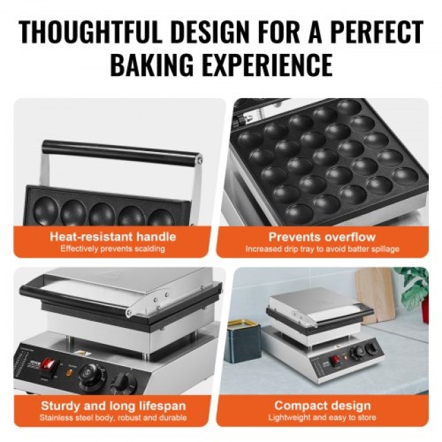 Μηχανή Μίνι Ολλανδικών Pancake 43mm 25τμχ VEVOR 1700W για Επαγγελματική Χρήση  SYJBJDP25KF07JF6PV2