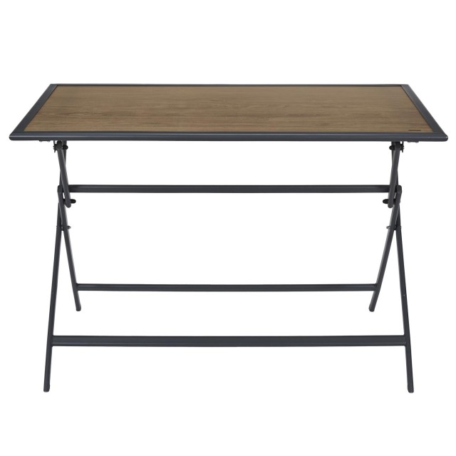 Home Deco Factory Μαύρο Μεταλλικό Τραπέζι με Ξύλινη Υφή, 110 x 71 x...
