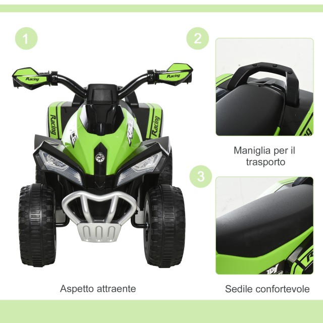 HOMCOM Quad για Παιδιά 18-36 Μηνών με Χειροκίνητη Πίεση με Ενσωματω...