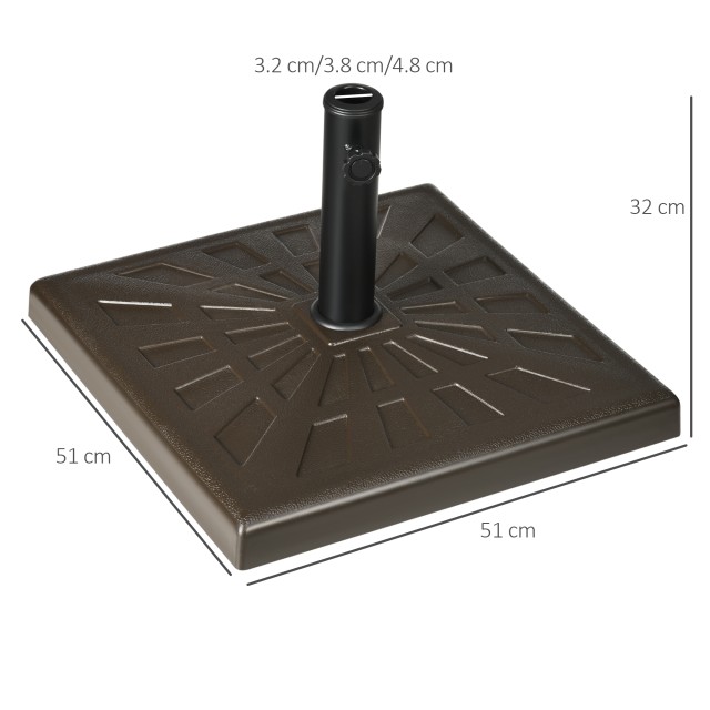 Outsunny Βάση για Ομπρέλα 19kg για Στύλους Ø32mm, Ø38mm και Ø48mm, Ρητίνη και Ατσάλι, 51x51x32 cm, Καφέ 84D-228V00BN