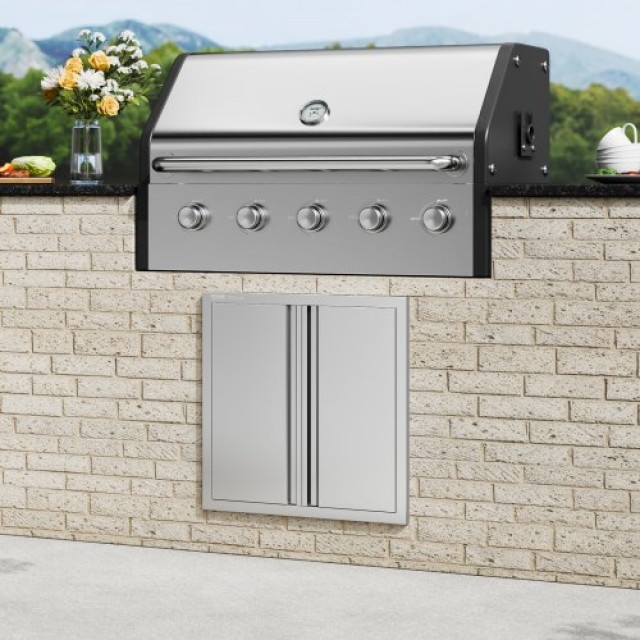 Πόρτα BBQ VEVOR 610x610mm Ανοξείδωτη Διπλή Εξωτερική Πόρτα Κουζίνας...