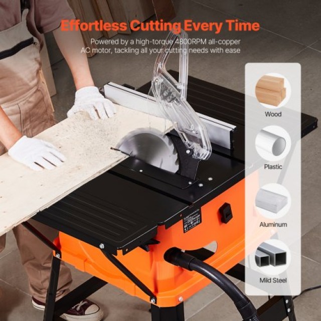 VEVOR Φορητό Πριόνι Τραπέζι με Βάση 1800W, 254MM Λεπίδα, 4800 RPM, για Ξυλουργική & Κατασκευή Επίπλων MGTJGDZJ10YCA9SCGV2