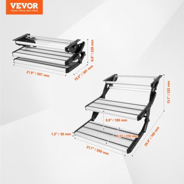 Σκαλοπάτια RV VEVOR 2 Σκαλιών 440 LBS για Τροχόσπιτα  FCBTZDKZDKSDNVHFTV0