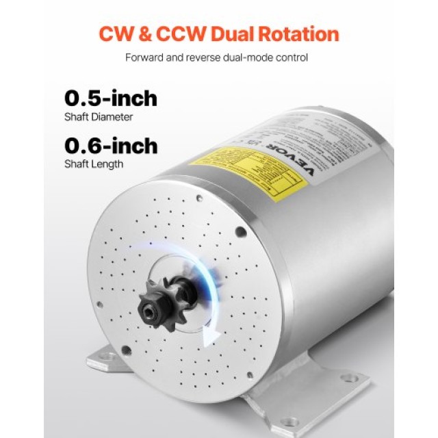 VEVOR Σετ Ηλεκτρικού Κινητήρα 2000W 48V 4300rpm & Ελεγκτής Ταχύτητας ZLWSDJTJ2000EEQF3V9
