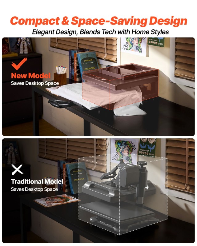 VEVOR Πολυλειτουργική Πρέσα Θερμότητας 5-σε-1, 380 x 380 mm, Γρήγορ...