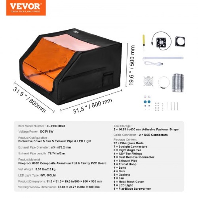 VEVOR  Πυρίμαχο Κάλυμμα Χαρακτικού Λέιζερ 80x80x50 εκ.  JGDKJBHZJGDK5Z5H1V9