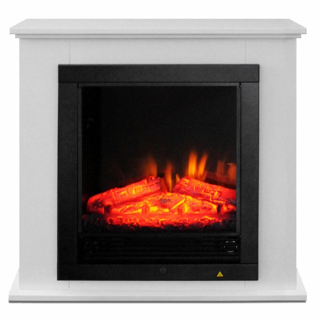 BAKAJI  Ηλεκτρικό Τζάκι Δαπέδου Caminetto Lugano 1800W Εφέ Φωτιάς + Λευκή Κορνίζα  01828688