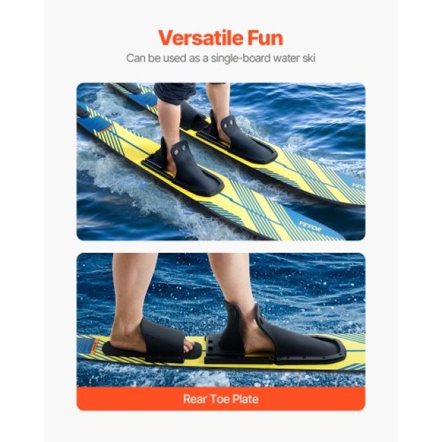 VEVOR Σκι Νερού 170.2 cm με Ρυθμιζόμενες Δέστρες X-9 για Ενήλικες H...