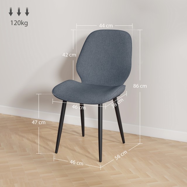 HOMCOM 2 Καρέκλες Τραπεζαρίας, 46x56x86 εκ, Γκρι και Μαύρο 83A-263V...