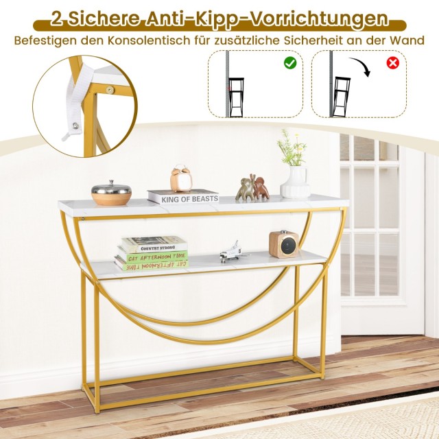 Costway Ανθεκτικό Τραπέζι Κονσόλας 120 x 30 x 80,5 cm με Ψεύτικη Μα...