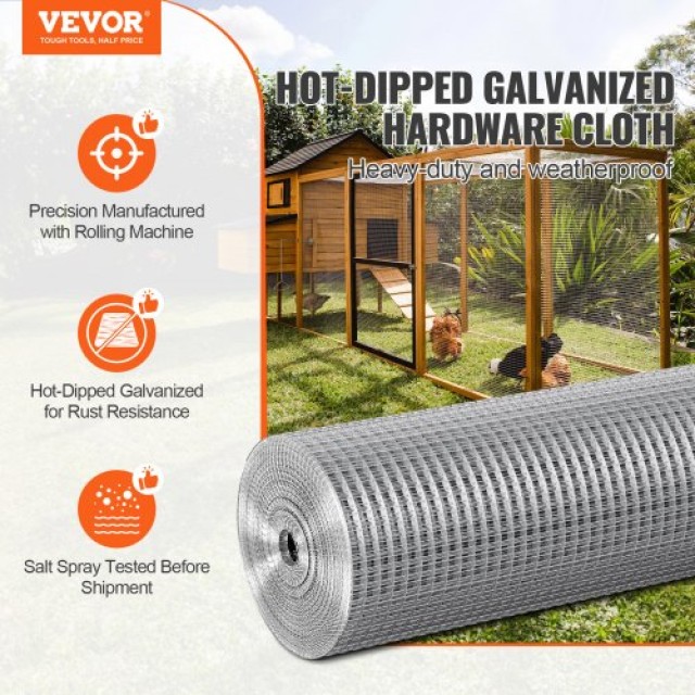 VEVOR Πλέγμα Σύρματος 1/2, 36in x 100ft, 19 Gauge, Γαλβανισμένο, Κοτετσόσυρμα για Κλουβιά & Κήπο  DXGSWL36IN10HWQKBV0