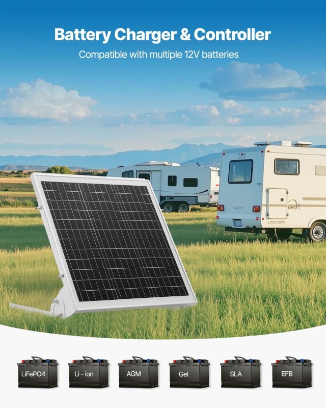 VEVOR Ηλιακός Φορτιστής 20W 12V με MPPT, Αδιάβροχος IP65 για Οχήματ... VEVOR Ηλιακός Φορτιστής 20W 12V με MPPT, Αδιάβροχος IP65 για Οχήματ...