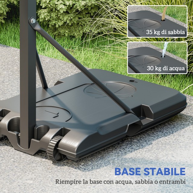 SPORTNOW Ρυθμιζόμενο Εξωτερικό Καλάθι Μπάσκετ 146-236 εκ. με Ρόδες ...