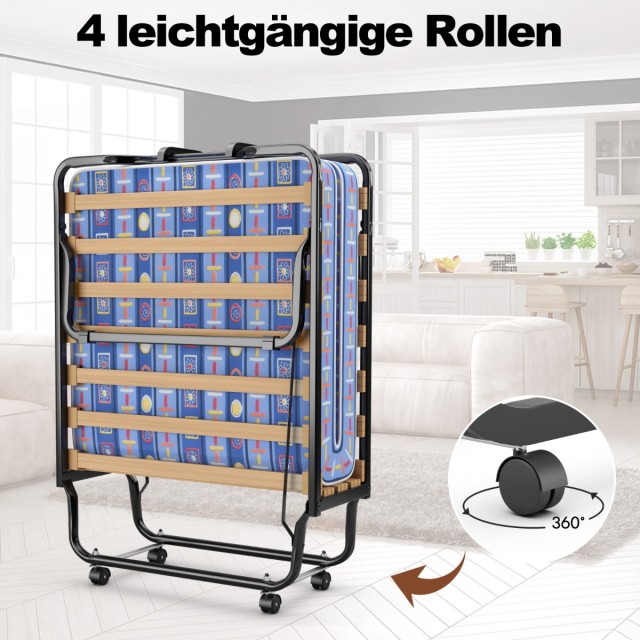 Costway  Πτυσσόμενο κρεβάτι επισκεπτών 80 x 200 cm με στρώμα αφρού ...