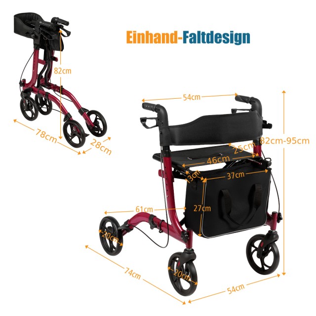 Costway  Πτυσσόμενος Αλουμινένιος Rollator - Ελαφρύς, Ρυθμιζόμενος ...