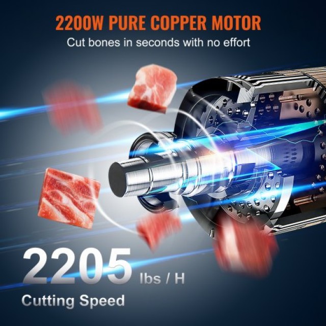 VEVOR 2200W Επαγγελματικό Ηλεκτρικό Πριόνι Κρέατος Ανοξείδωτο Ατσάλι  TSJGJ2200W418LAWMV2