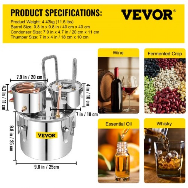 Αποστακτήρας VEVOR 12L με Χάλκινο Σωλήνα και Αντλία Κυκλοφορίας  ZLSJ3GALSLNTZLQDBV2