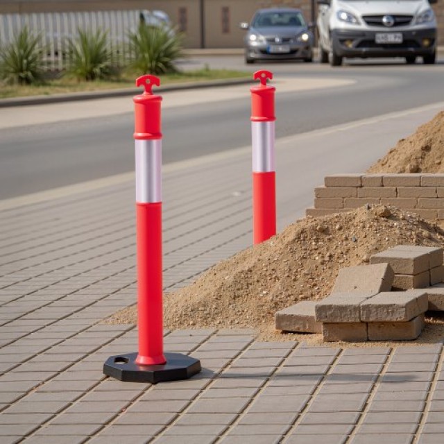 VEVOR Σετ 2 Κολόνες Σήμανσης Κυκλοφορίας 1140 mm με Βάση Βάρους GZD...