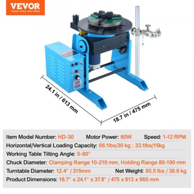 VEVOR Περιστροφικός Συγκολλητικός Θέσης 30KG 0-90° 1-12RPM  HJBWJX30KG80ONXXLV2