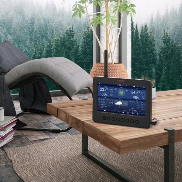 VEVOR 7-σε-1 Wi-Fi Μετεωρολογικός Σταθμός με Ασύρματο Αισθητήρα Εξωτερικού Χώρου  TYN70TFTWIFI71ZZTV2