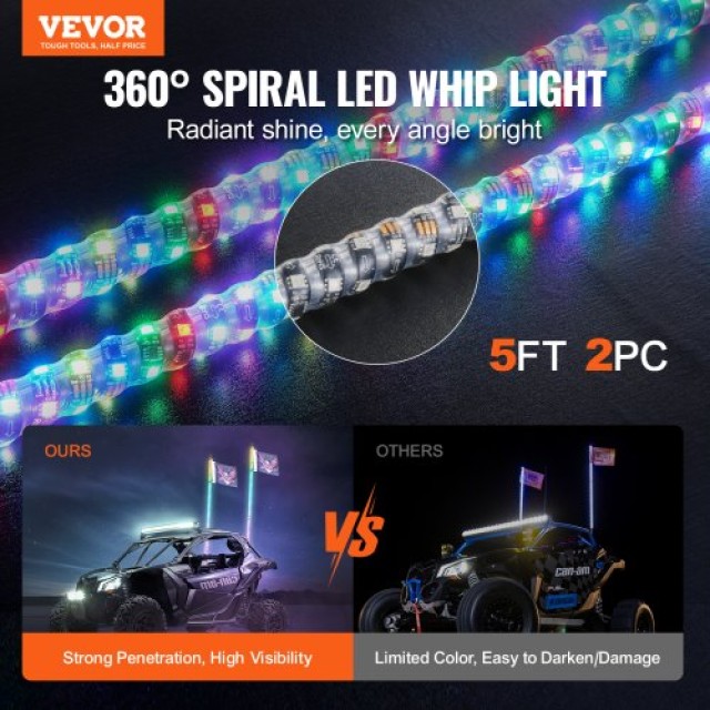 VEVOR LED Σπιράλ Φώτα 1.5M RGB με Τηλεχειριστήριο για ATV/UTV  CRKJPPTDZ5YCJCVCMV9