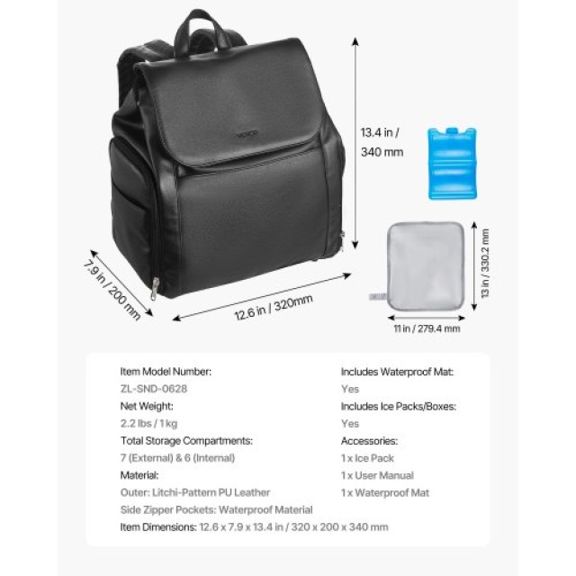 VEVOR Τσαντάκι Φορητής Αντλίας Γάλακτος με Διαστάσεις 32 x 20 x 34 ...