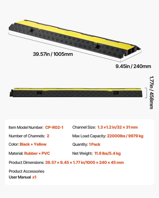 VEVOR Καλώδιο Προστασίας με Καπάκι Αναδίπλωσης, 2 Κανάλια, 32 x 31 ...
