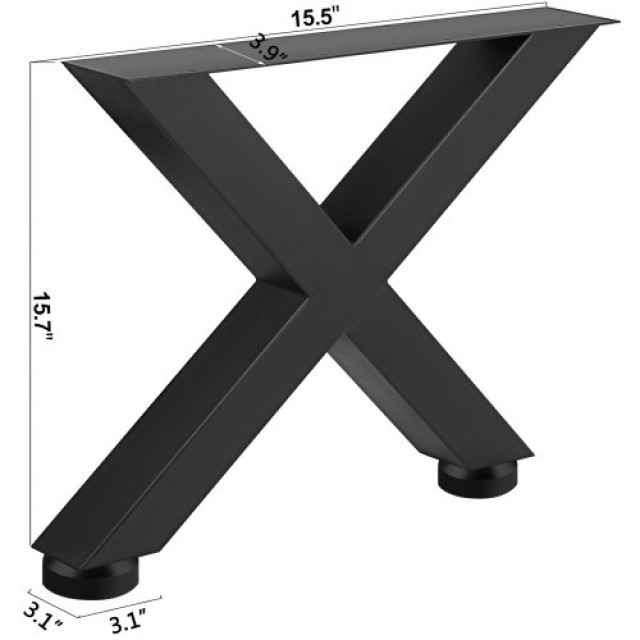 Πόδια Τραπεζιού VEVOR 15.7x15.5 Μαύρα, Ατσάλινα, Στυλ Χ, Ιδανικά για Καφέ, Σπίτι, Γραφείο, Μπαρ  ZT400X395MM000001V0