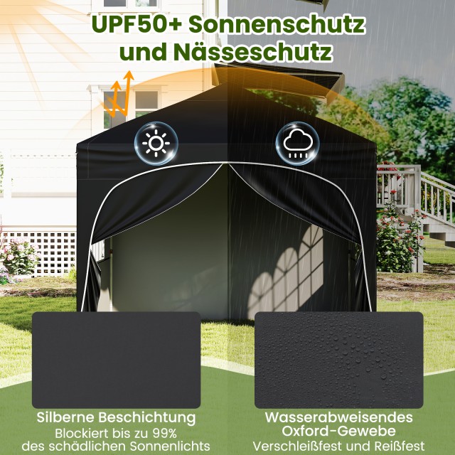 Costway Μαύρο 3x3 M Περίπτερο Κήπου με Αποσπώμενες Πλευρές και Αξεσ...