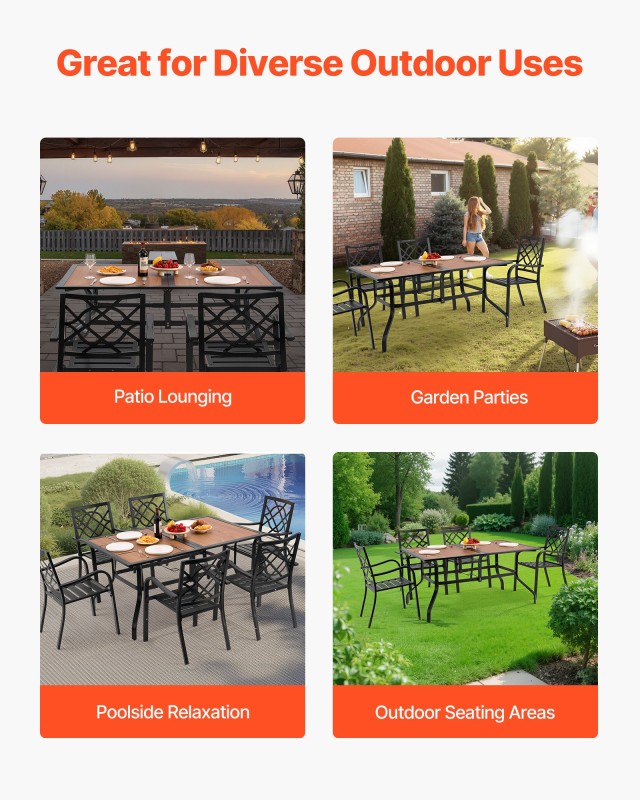 VEVOR Καφέ Ορθογώνιο Τραπέζι Εξωτερικού Χώρου 150x96 εκ. με Οπή Ομπ...